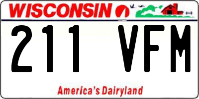 WI license plate 211VFM