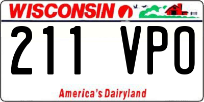 WI license plate 211VPO