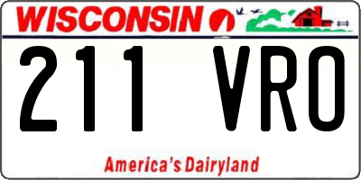 WI license plate 211VRO