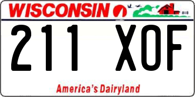 WI license plate 211XOF