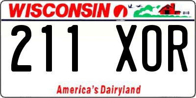 WI license plate 211XOR