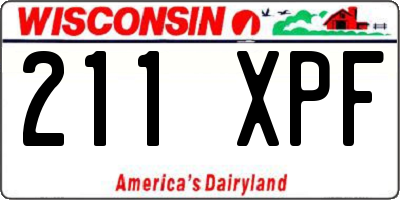 WI license plate 211XPF