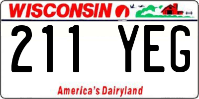 WI license plate 211YEG