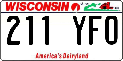 WI license plate 211YFO
