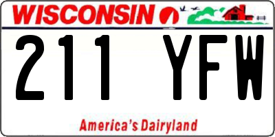WI license plate 211YFW