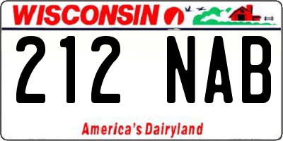 WI license plate 212NAB