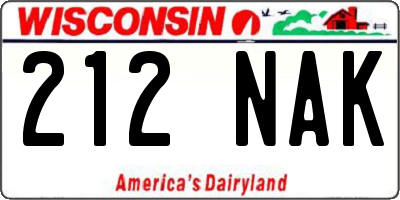 WI license plate 212NAK