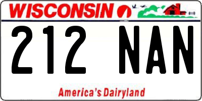 WI license plate 212NAN