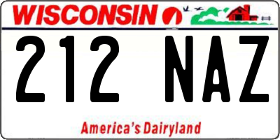 WI license plate 212NAZ