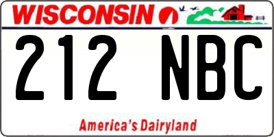 WI license plate 212NBC