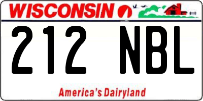 WI license plate 212NBL