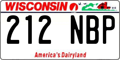 WI license plate 212NBP