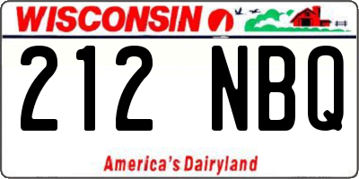 WI license plate 212NBQ