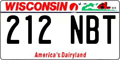 WI license plate 212NBT