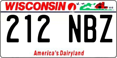 WI license plate 212NBZ