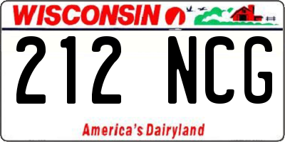 WI license plate 212NCG