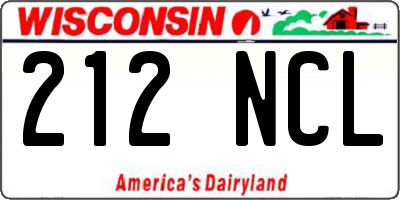 WI license plate 212NCL