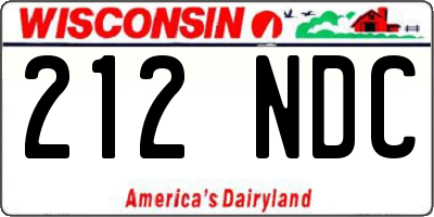 WI license plate 212NDC