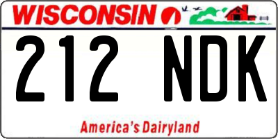 WI license plate 212NDK
