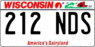 WI license plate 212NDS