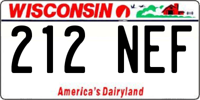 WI license plate 212NEF