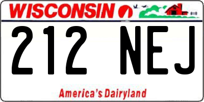WI license plate 212NEJ