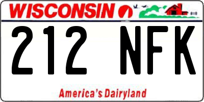 WI license plate 212NFK