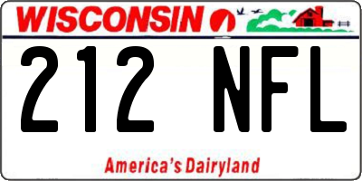 WI license plate 212NFL