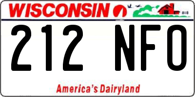 WI license plate 212NFO