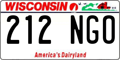 WI license plate 212NGO