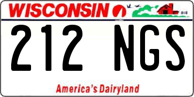 WI license plate 212NGS