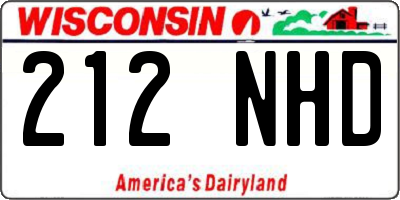 WI license plate 212NHD