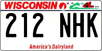 WI license plate 212NHK