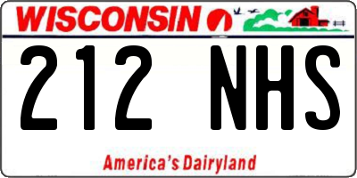 WI license plate 212NHS