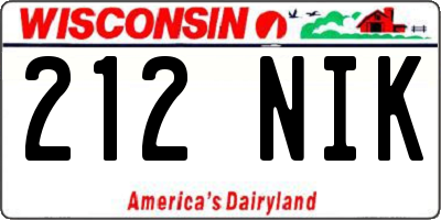 WI license plate 212NIK