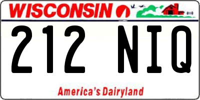 WI license plate 212NIQ