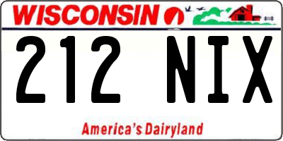 WI license plate 212NIX