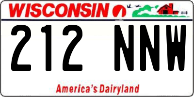 WI license plate 212NNW