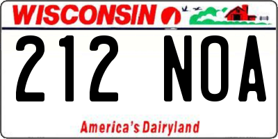 WI license plate 212NOA