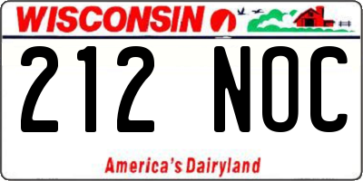 WI license plate 212NOC