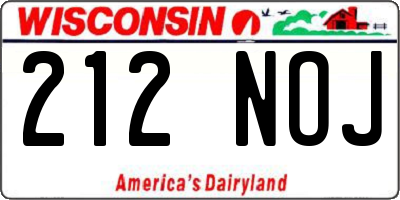WI license plate 212NOJ