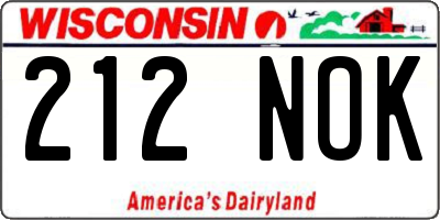 WI license plate 212NOK