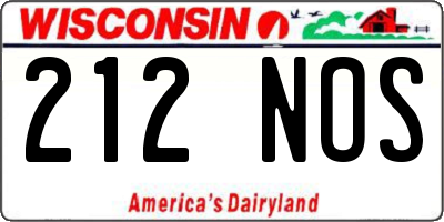 WI license plate 212NOS