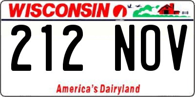 WI license plate 212NOV