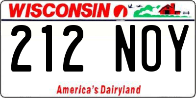 WI license plate 212NOY