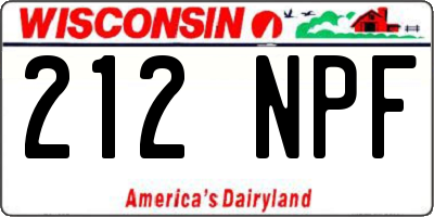 WI license plate 212NPF