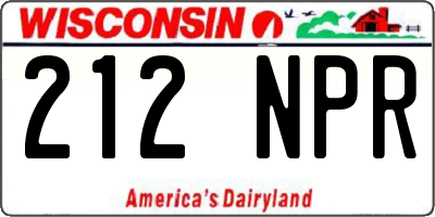 WI license plate 212NPR