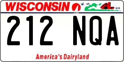 WI license plate 212NQA