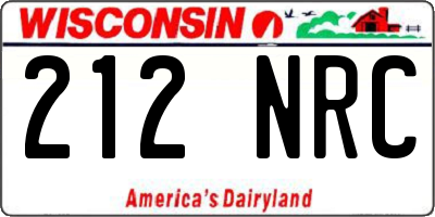WI license plate 212NRC