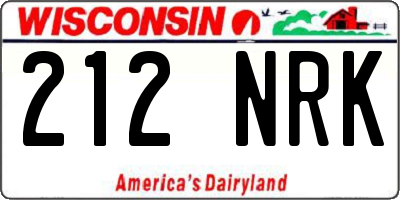 WI license plate 212NRK